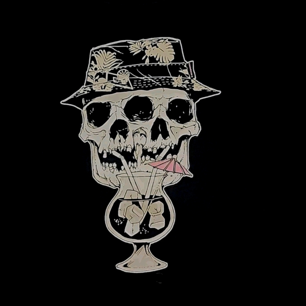 Mens Black Converse Short Sleeve Skull Hat Margarita Sketch Shirt Size XXL